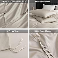 Vista 163 de MooMee Queen Duvet Cover Set, 100% Extra Long Staple Cotton 600 Thread Count Sateen Silky Soft Breathable Durable Luxury Hotel Quality Bedding Set