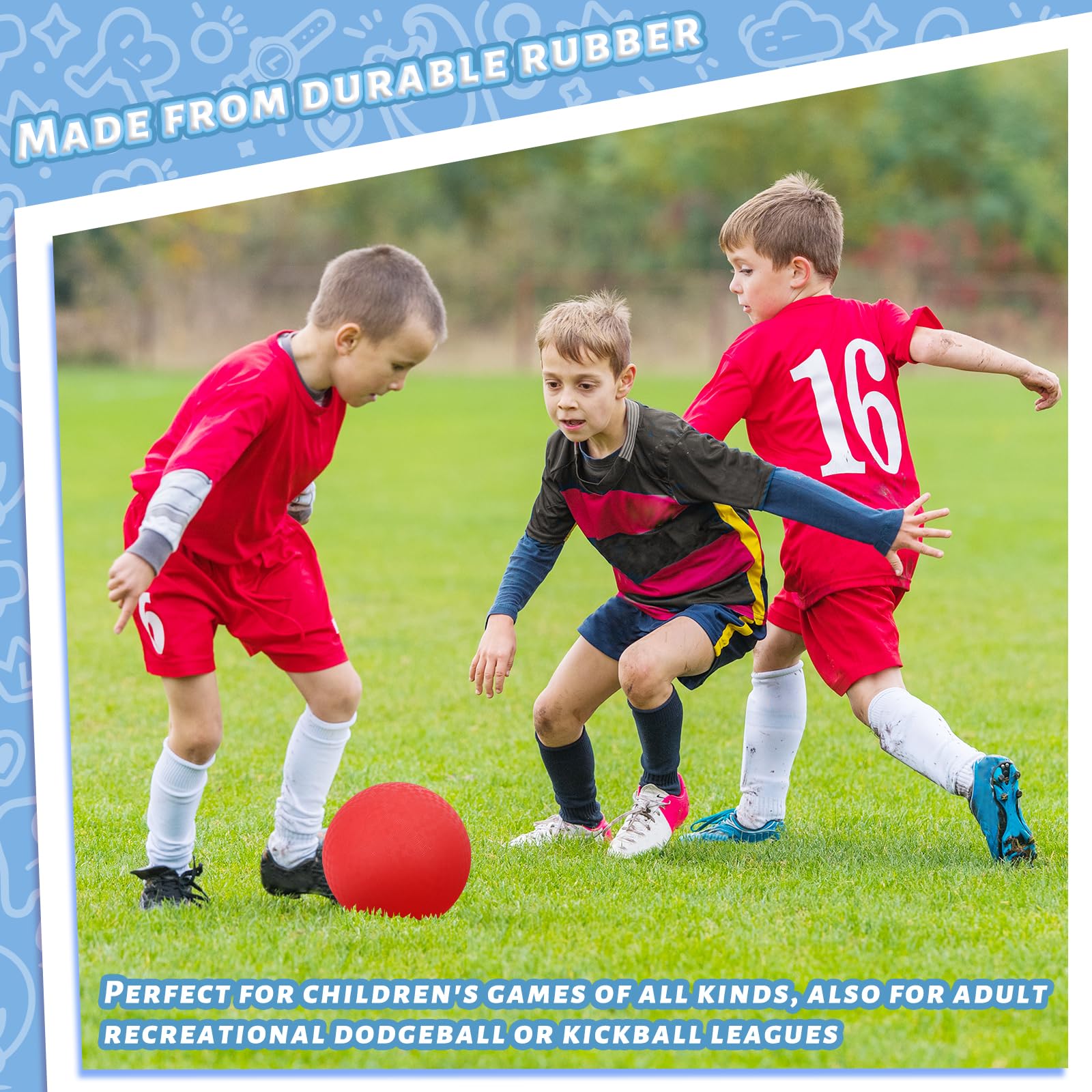 LovesTown 6PCS Playground Balls with Air Pump, 8.5inch Inflatable Dodge Ball Colorful Handball Rubber Kickball for Kids Ball Games - Image 5