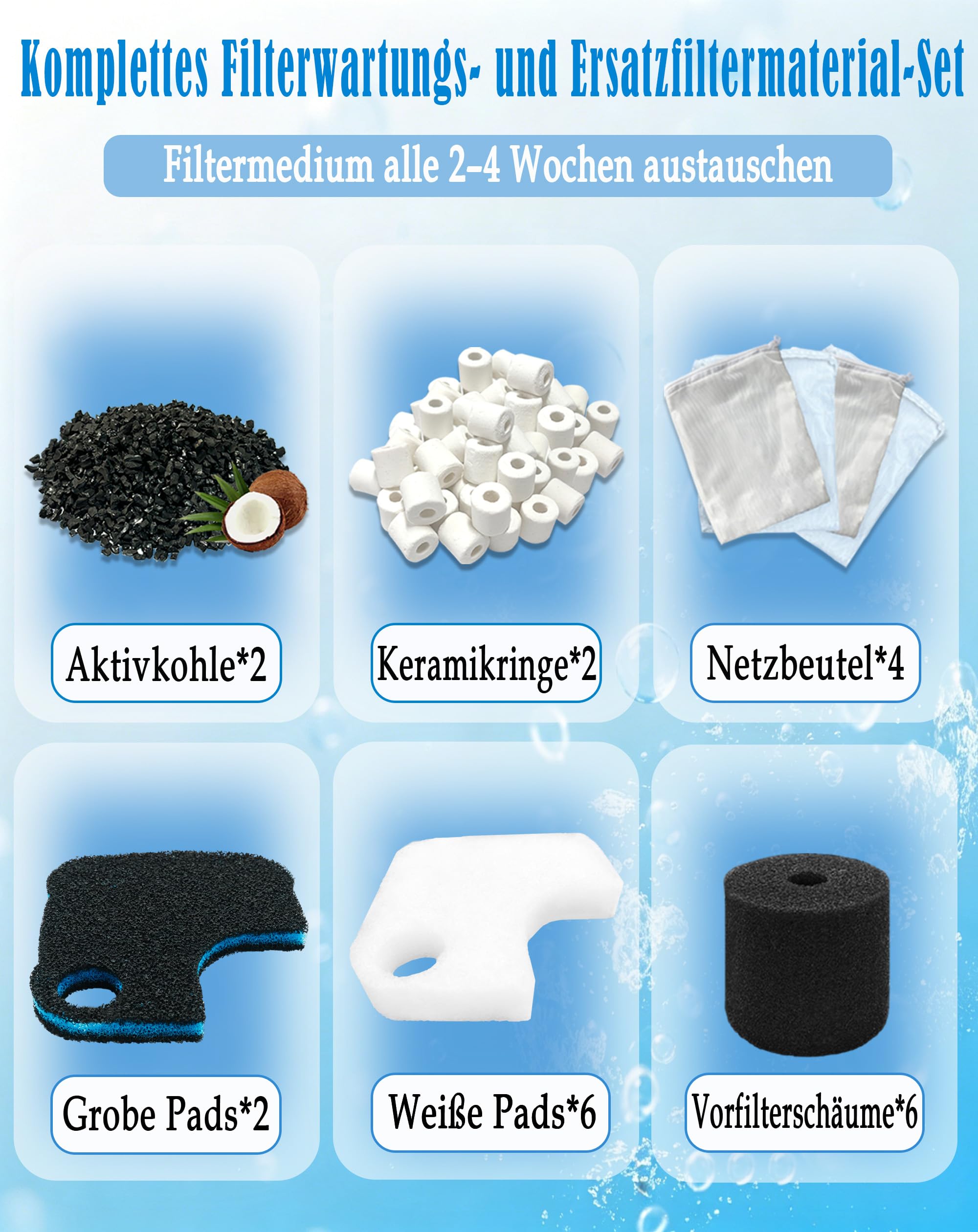 Lot de 22 supports filtrants compatibles avec OASE 94689 BioMaster² Thermo 250/350/600 Filtre extérieur pour aquariums d'eau douce et d'eau de mer