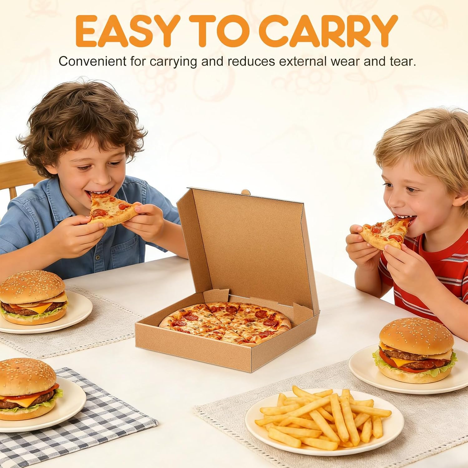 PRETYZOOM 10-Pack 9.44X9.44X1.77 Inch Thick Kraft Pizza Boxes Takeout Containers for Restaurant and Catering