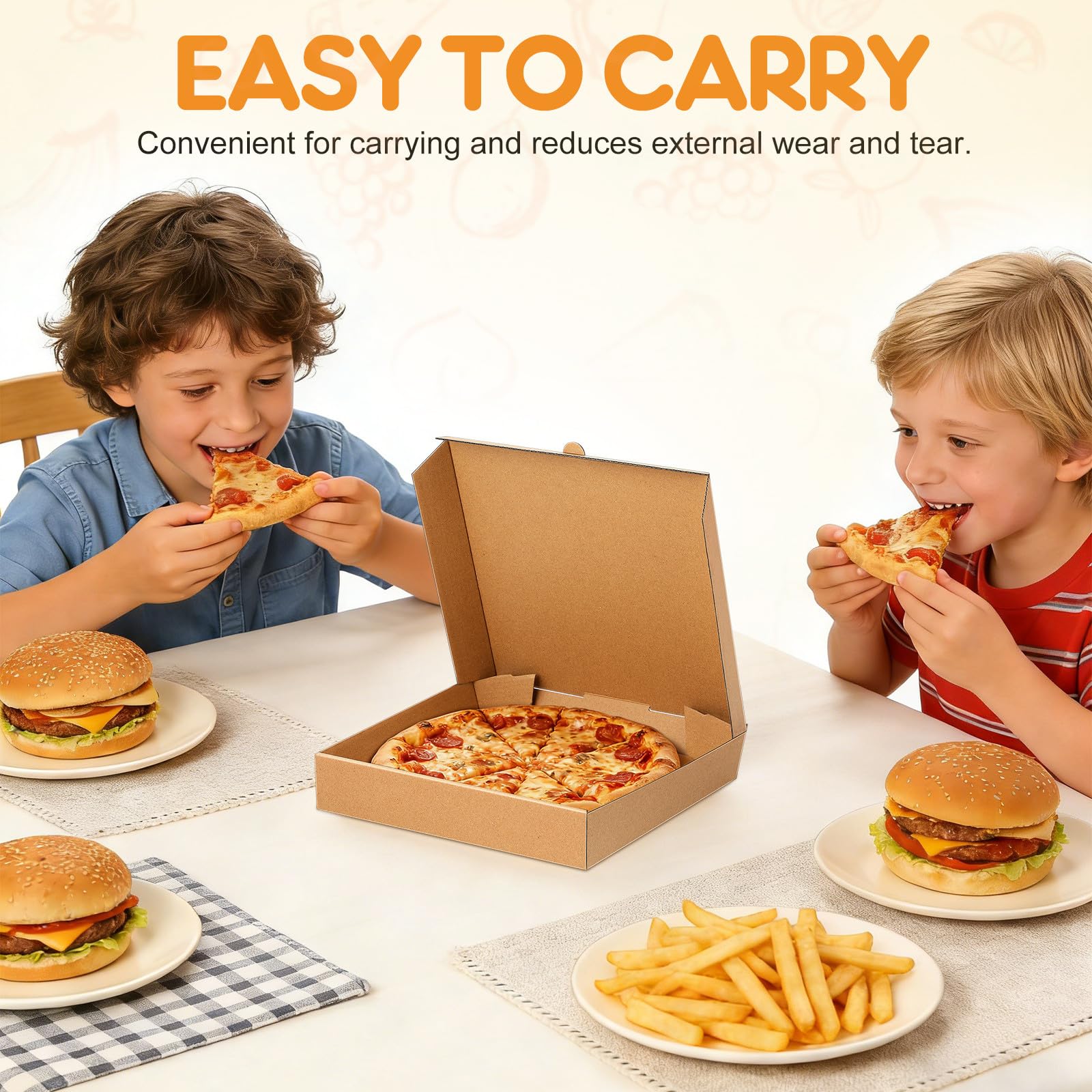 ULTECHNOVO 10 Scatole per Pizza in Carta Kraft per Pizze da 8 a 9 Pollici, Colore Marrone Neutro | Scatole per Alimenti da Asporto in Carta Spessa, Facili da Piegare, Ideali per Pizzerie, Panetterie, Feste, Bar E per Uso Dom