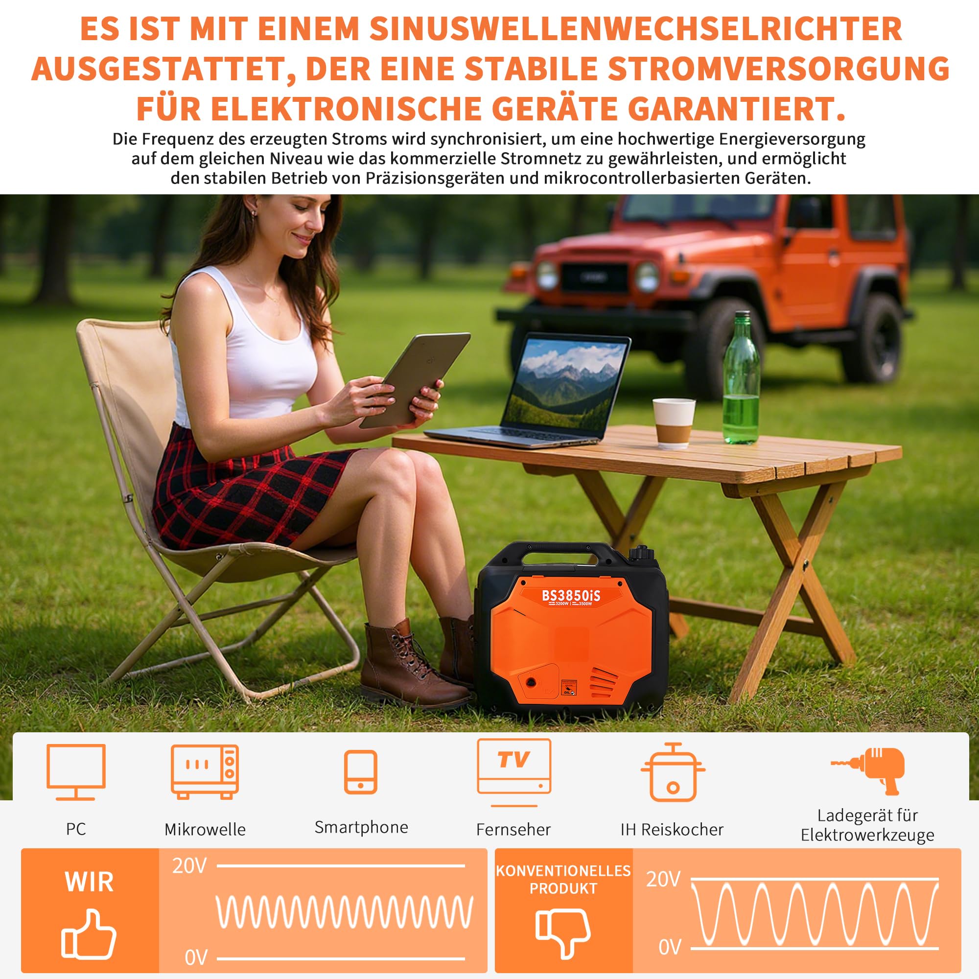 Notstromaggregat Benzin 3500W Inverter Stromerzeuger Stromgenerator
