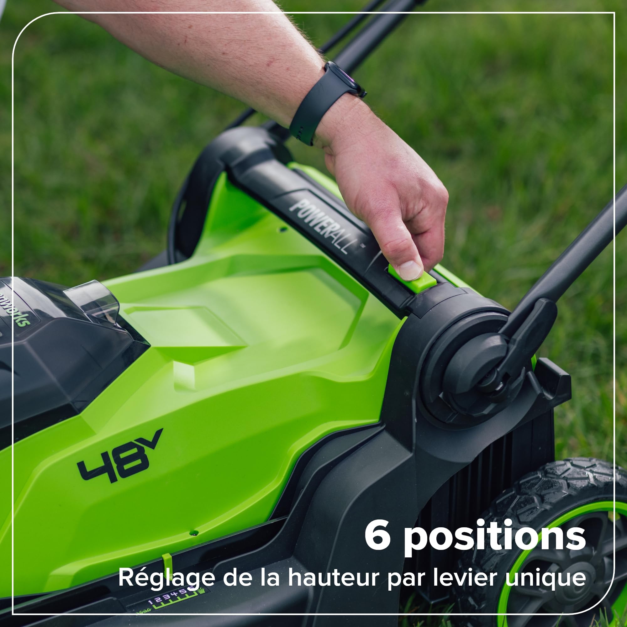 Greenworks 48V (24V x 2) Tondeuse Gazon Batterie sans Fil, Largeur de Coupe 41cm, Sac 40L, Tondeuse Electrique Gazon Inclus 2 X 24V 4Ah et Chargeur Double, Garantie 3 Ans, MO48L422-01