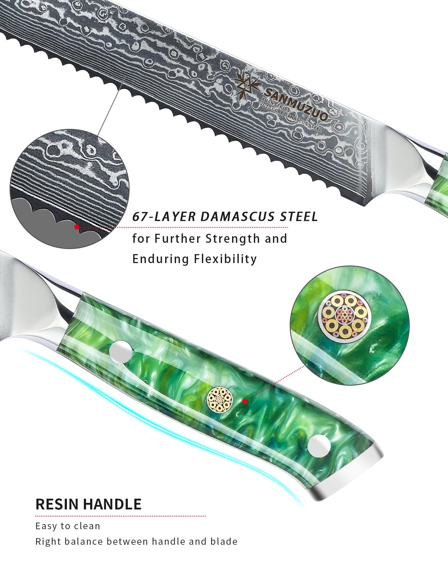 8インチ ブレッドナイフ 鋸歯状刃 - 鋭い波状エッジ キッチンナイフ Amazon | SANMUZUO 8インチ ブレッドナイフ 鋸歯状刃 - 鋭い波状エッジ