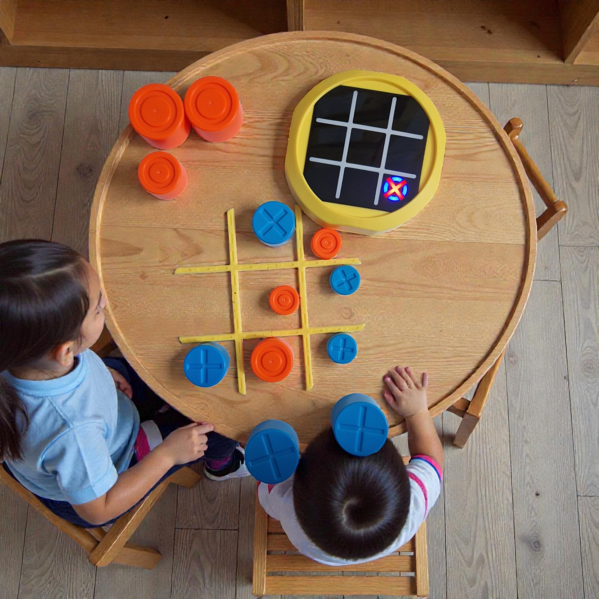 Gioco Elettronico Tris 5 in 1 per Bambini – Tic Tac Toe Interattivo Ricaricabile USB – Gioco Educativo da Tavolo per Famiglia e Viaggio (rosa)