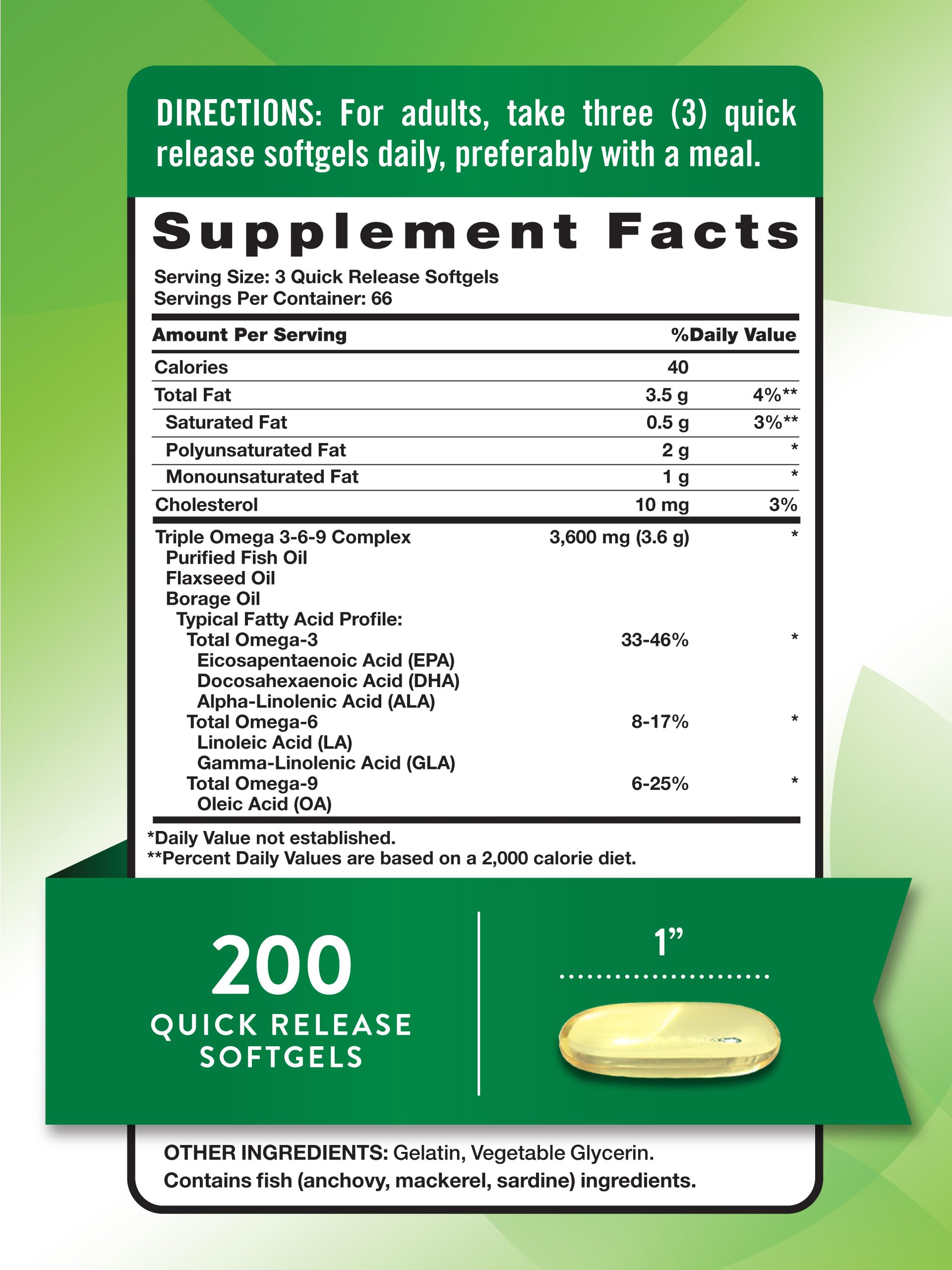 Nature's Truth Triple Omega 3 6 9 | 3600mg | 200 Softgels — Amazon image 2