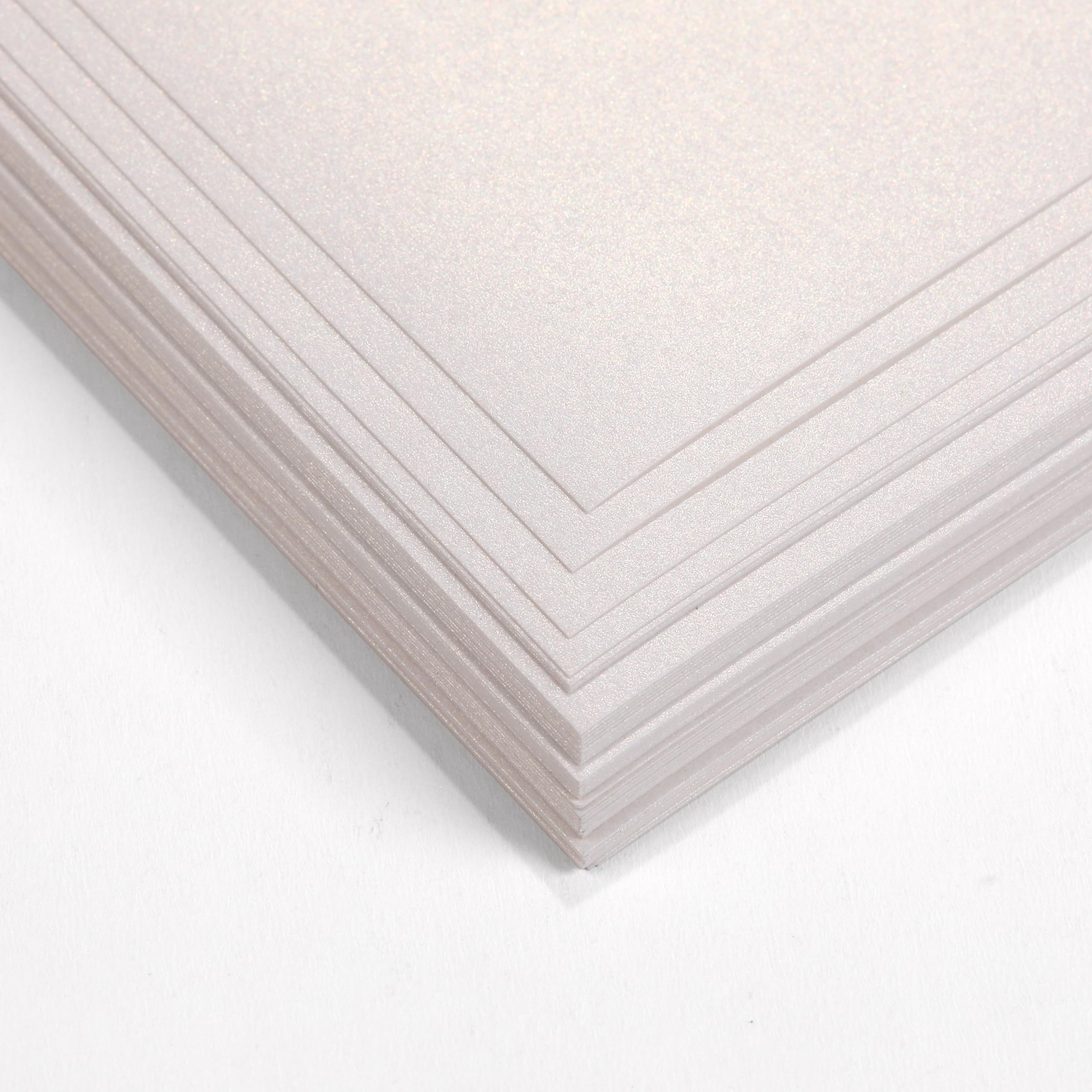 50 Blatt DIN A4 Perglanz-Papier Elfenbein Weiss-Metallic, Bastelpapier mit Perlmutt-Schimmer, 120 g/m² (Packung mit 2)