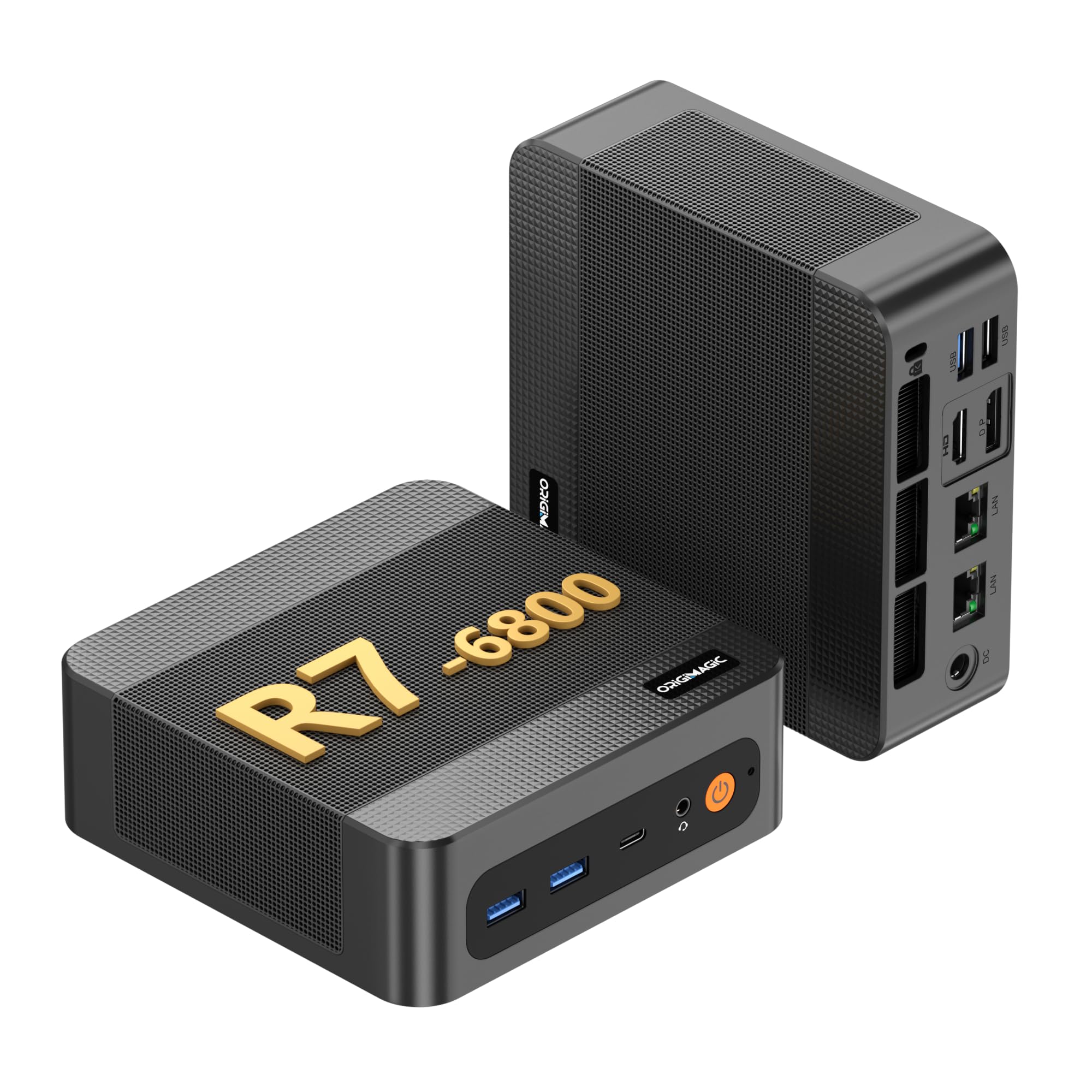 origimagic N4 Neo Mini PC Ryzen 7 6800H 24GB LPDDR5X 512GB SSD Radeon 680M | WiFi 6E, BT 5.3, Dual LAN ,HDMI+DP+USB-C 4K@60Hz, tripla schermata, per ufficio, smart working, homelab e gaming leggero