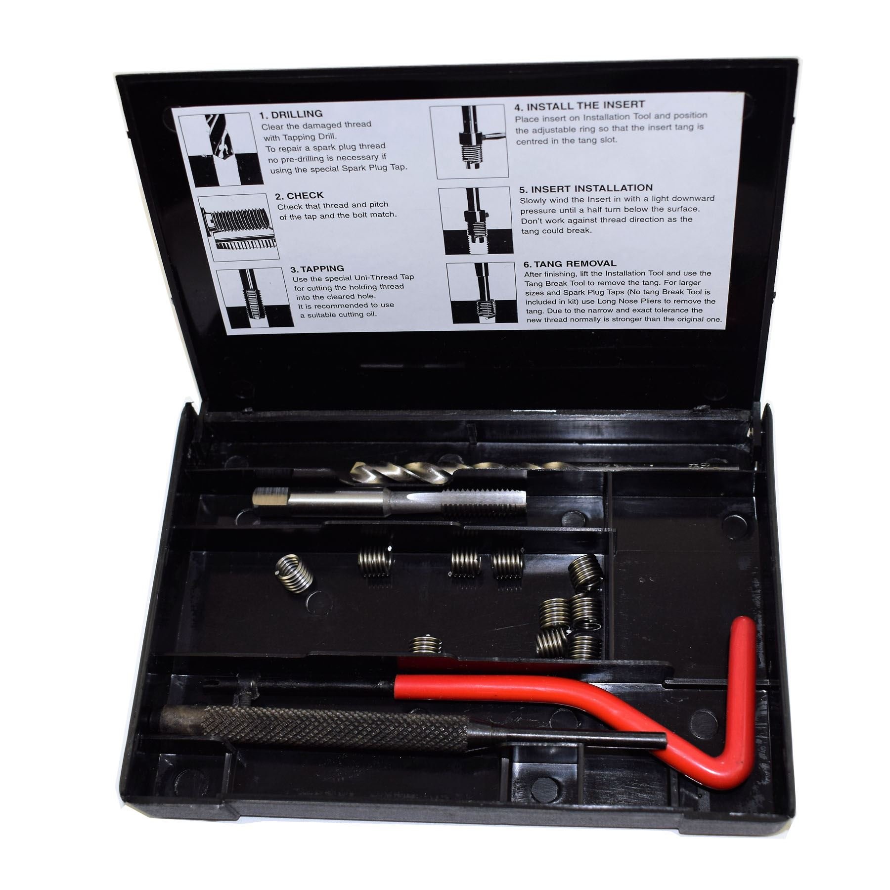 AB Tools1/4" x 20 UNC Imperial Tap Repair Cutter Kit Helicoil Damaged Threads 14pc Kit