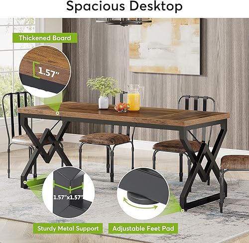 Miniatura 8 de LITTLE TREE Escritorio ejecutivo, 63 pulgadas de ancho x 27.55 pulgadas de profundidad, marrón vintage