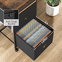 Vista 6 de IDEALHOUSE Archivador de 2 cajones, archivador móvil para oficina en casa, se adapta a tamaño A4 o carta, archivador vertical de tela con ruedas