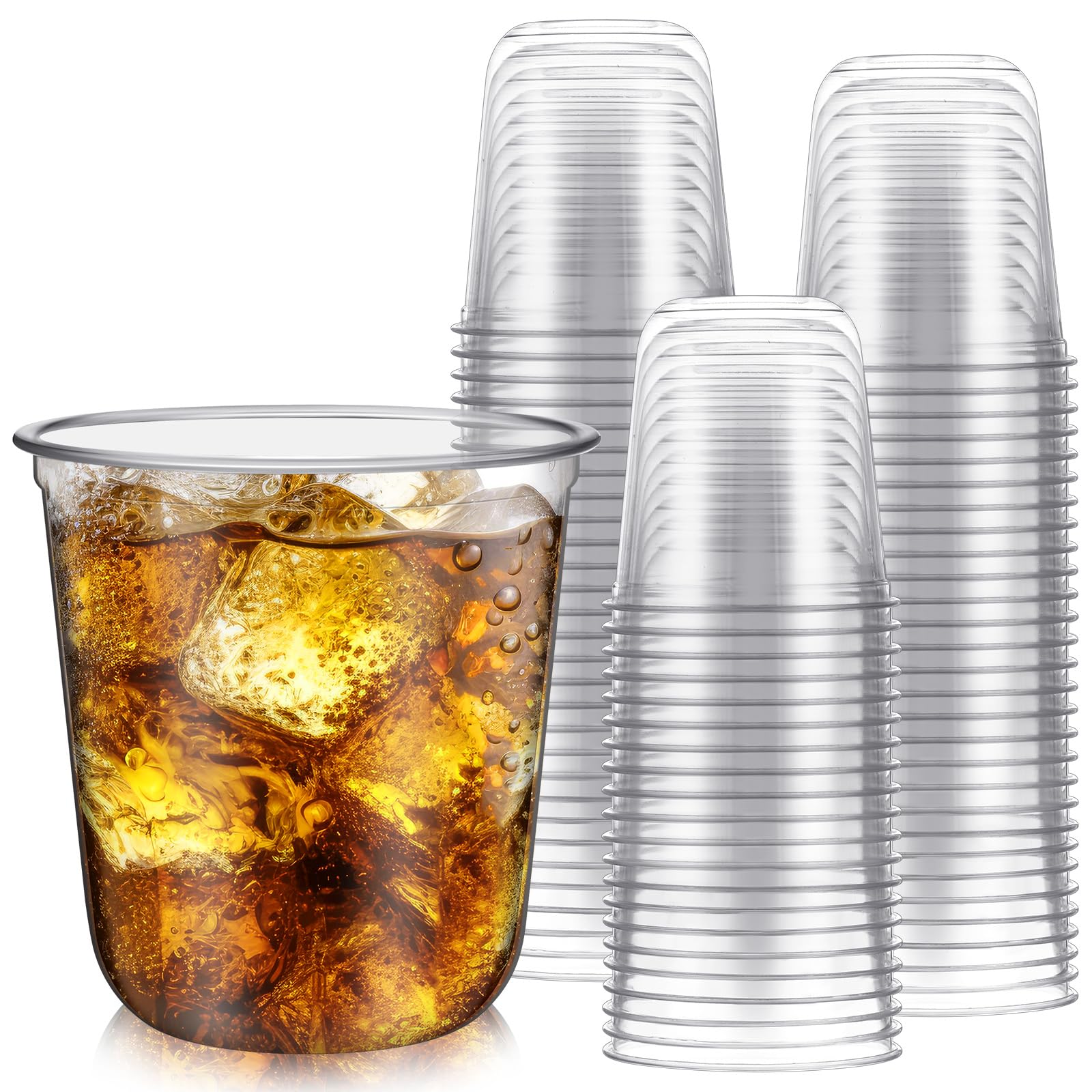 100 Pcs Plastic Stemless Wine Glasses Disposable Plastic Wine Glasses for Parties Weddings Birthdays Cocktail (Clear,12oz)