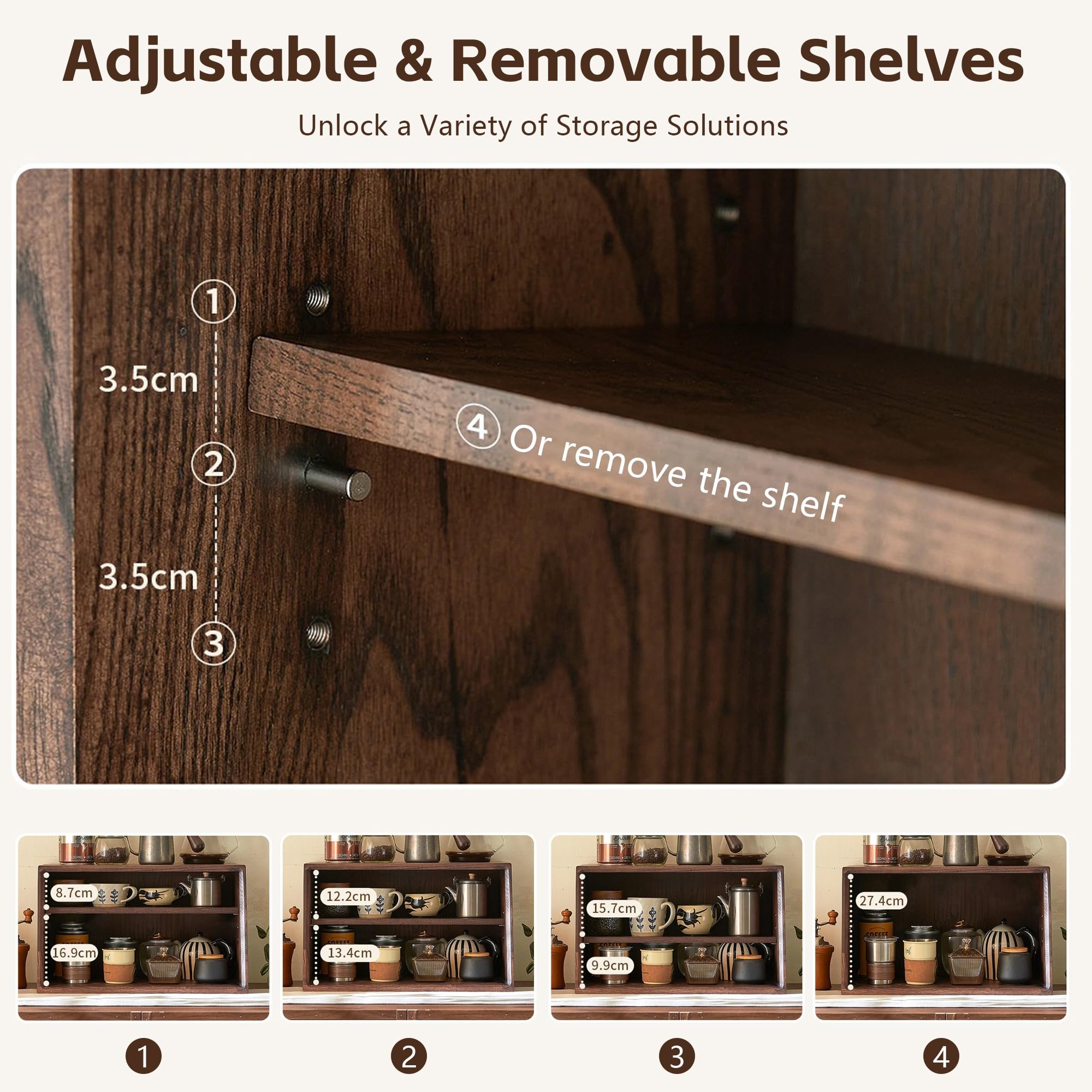 Kleines Küchenservierregal Für Arbeitsplatte Küchenschrank-Organizer Aus Massivholz Mit Türen Aufbewahrungsschrank Für Gewürzdosen Tassen Und Kosmetikartikel,Trap c,W40cm