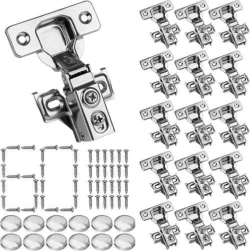 Tanzfrosch Paquete de 60 bisagras ocultas para gabinetes de cocina de cierre suave, níquel satinado, superposición de 12 pulgada para gabinete de