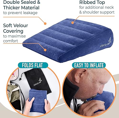Miniatura 3 de Circa Air Almohada inflable de cuña para viajar - Almohada de cuña de viaje para dormir. Almohadas de cuña portátiles extra anchas de 27 pulgadas