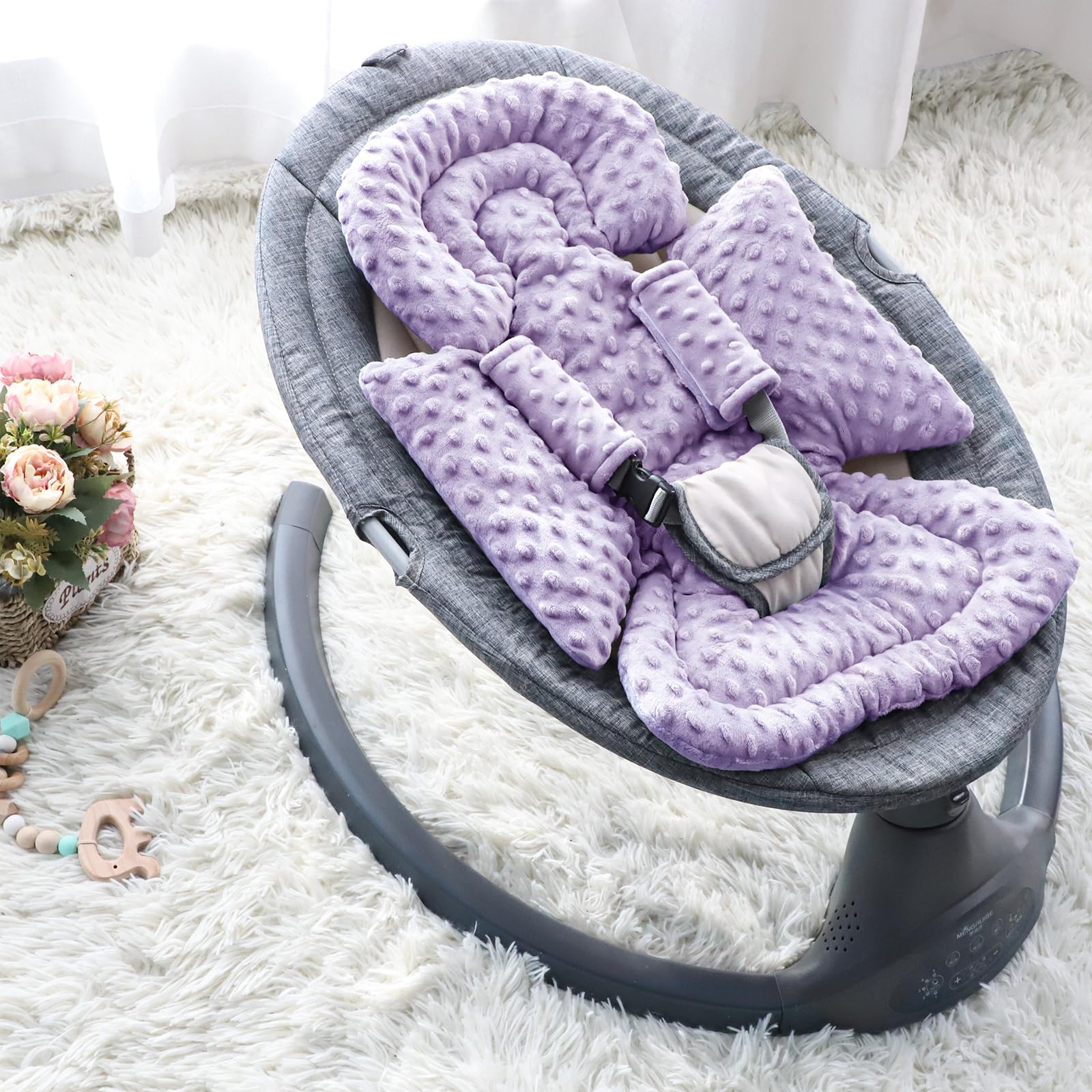 Inserto de asiento de coche para niño y niña, inserto de asiento de automóvil 3 en 1 para recién nacido con almohadillas de correa, soporte de cabeza de asiento de coche para cochecitos de