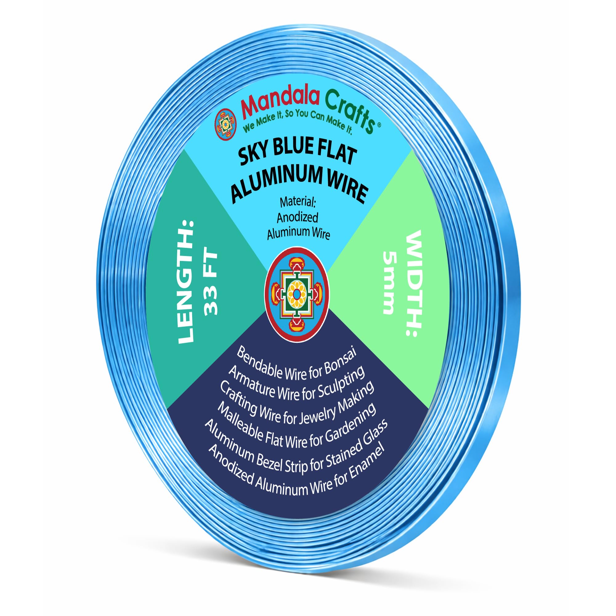 Mandala Crafts 5mm Sky Blue Flat Aluminum Crafting Wire for Sculpting