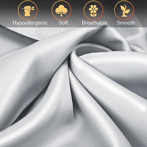 Miniatura 7 de Paquete de 2 fundas de almohada de seda de morera para cabello y piel, con cremallera oculta. Ambos lados 19 momme a prueba de alérgenos, suave,