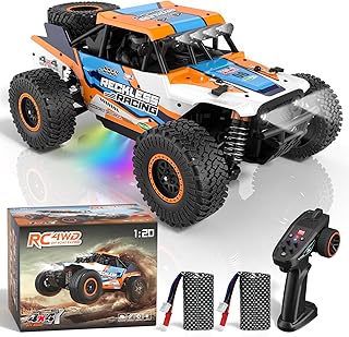 Axirata Remote Control Car, High Speed 40+KM/H All Terrain Fast RC Car Toys, 1:20 Monster RC Truck 4WD 2.4GHz Waterproof Off-Road with Headlight and 2 Rechargeable Batteries Gift for Adults Kids Boys