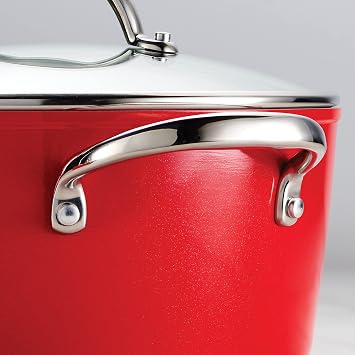 Tramontina 10-Piece Ceramic Non Stick Cookware Set with Lids, Heavy-Gauge Aluminum Pots and Pans Kitchen Set with Ceramic Nonstick Coating, Dishwasher and Oven Safe (Red)