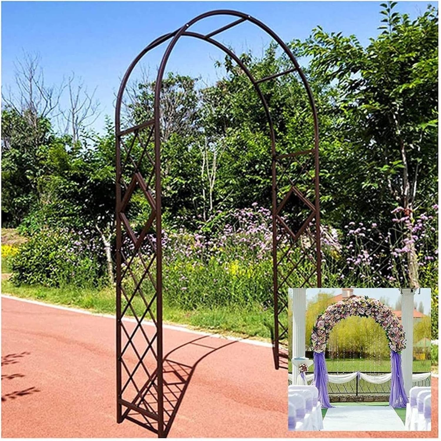 IBOWZ Garden Arch Trellis Heavy Duty Rose Arches Arbor,Support Archway with Base Strong Tubular Arbor for Outdoor Garden Lawn Backyard Patio,Wedding