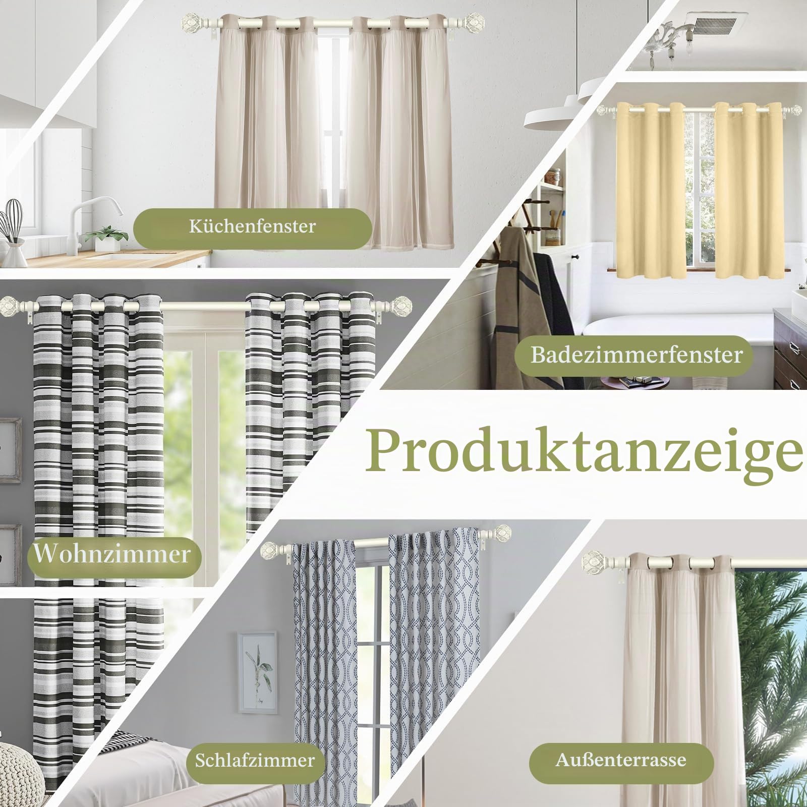 TANGWIN Weiße Landhaus-Gardinenstangen für Fenster: 91,4–223,5 cm, robuste, verstellbare Gardinenstange für Schlafzimmer, Wohnzimmer, Boho-Stil, dekorative rustikale Gardinenstangen mit texturiertem