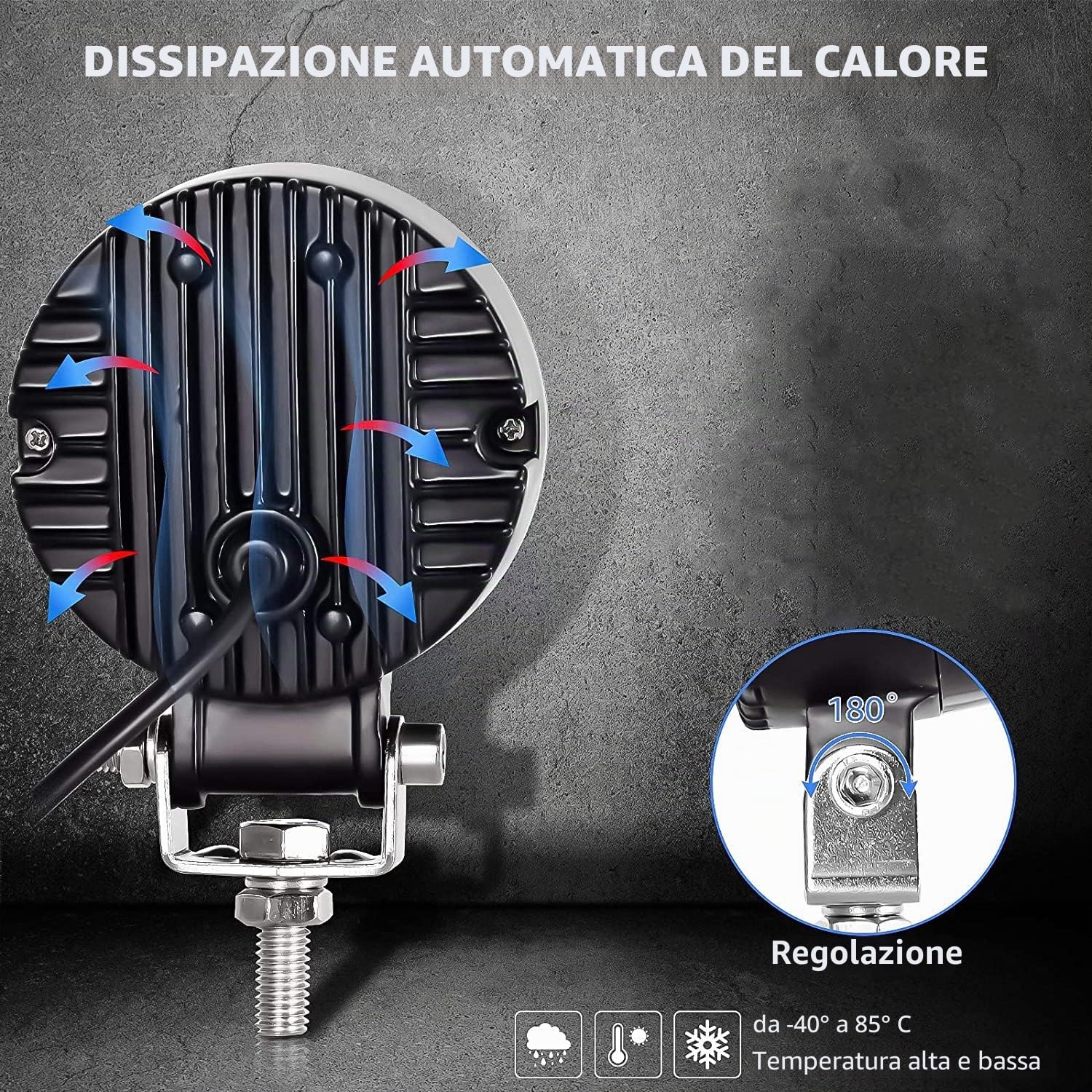 YUGAUNG 3" Coppia Fendinebbia a LED Rotondi da DRL Angel Eyes 6000K 80W 8000lm 10-80V DC Led Project White SUV Motorcycles IP68 Staffe Montaggio Regolabili Impermeabili Regolabili.