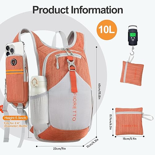 Miniatura 96 de FIORETTO Mochila de senderismo de 15L para mujeres y hombres, mochila mini plegable, ligera, pequeña mochila de día para camping, viaje, al aire
