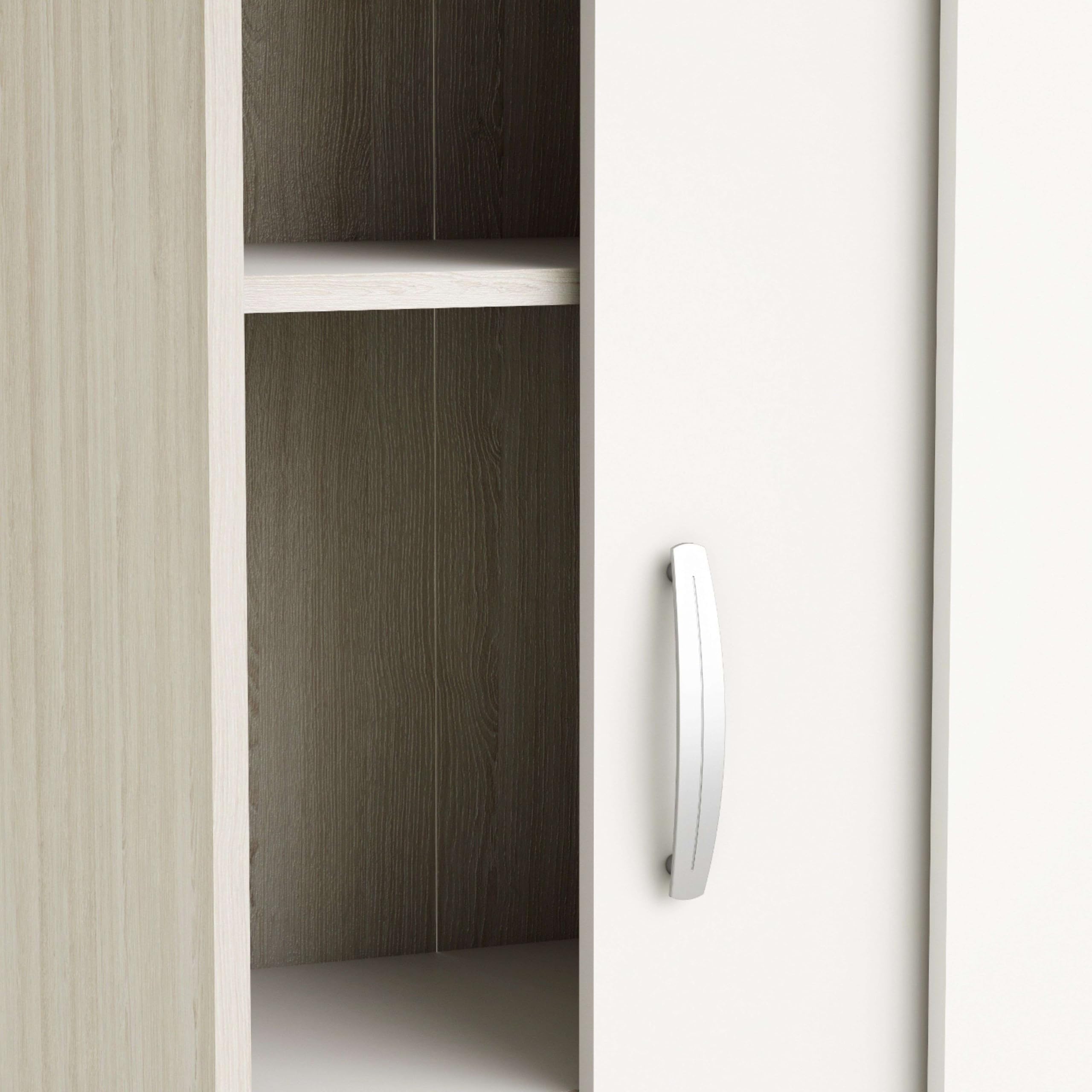 Armadio Scarpiera Miroytengo Pluto 2 Ante - Moderno, Bianco E Cemento, 55x36x103 Cm, Kit Di Montaggio