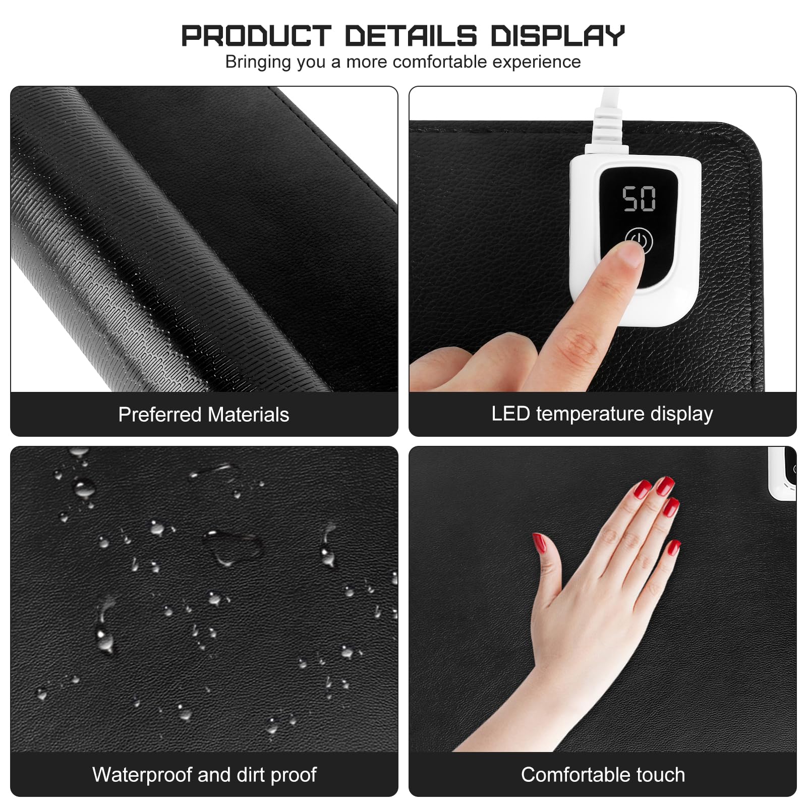 Sous-Main Chauffant 90x40cm - Tapis De Souris Chauffant 7 Niveaux Avec Arrêt Auto
