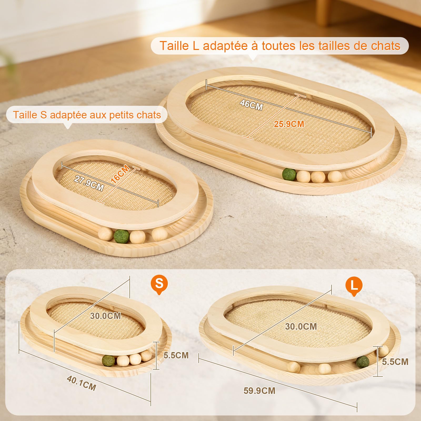 Grattoir pour Chat,Jouet pour Chat 2 en 1 avec Circuit,Tapis à Griffer