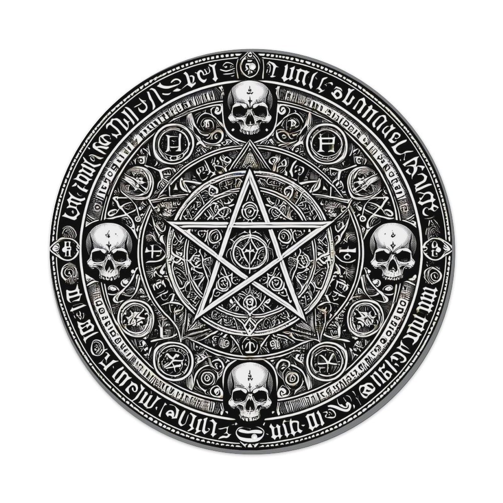 Skull Pentagram Symbol Circle Design Round Tin Sign Vintage Metal Sign Home Bar Garden Indoor & Outdoor Wall Decor Retro Metal Poster 8x8 Inch