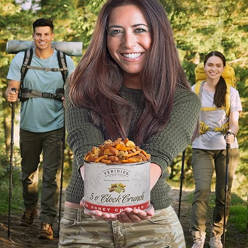 Miniatura 5 de FERIDIES Honey Cheddar 5 O'clock Crunch Sweet and Spicy Snack Mix 6oz - Lata sellada al vacío