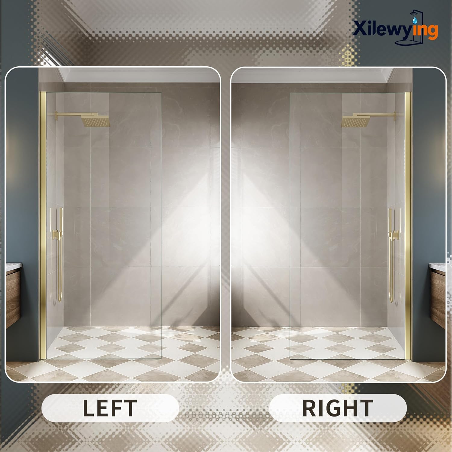 Fixed Shower Glass Panel 34" W * 74" H, Frameless Shower Screen for Walk-in Shower, 5/16"(8mm) Thick Tempered Glass with Easy Clean Guard Coating,Single Shower Glass Panel for Bathroom Upgrades