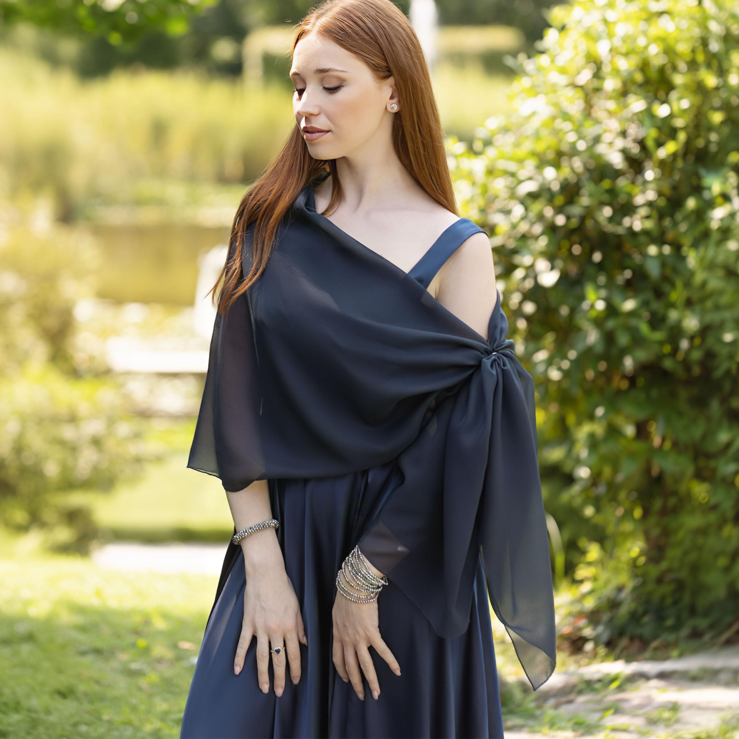Festliche Stola für Abendkleid Made in Italy 200x80, Chiffon Bolero Damen festlich, Sommerschal für Hochzeit, Schal Sommer