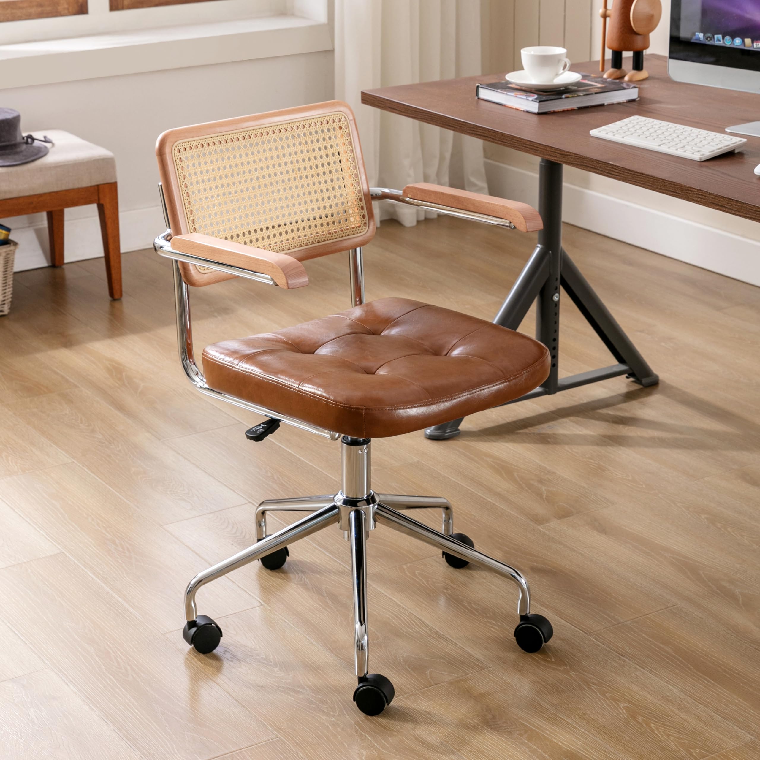 Zesthouse Swivel Office Desk Chair for Home, Adjustable Height, Brown