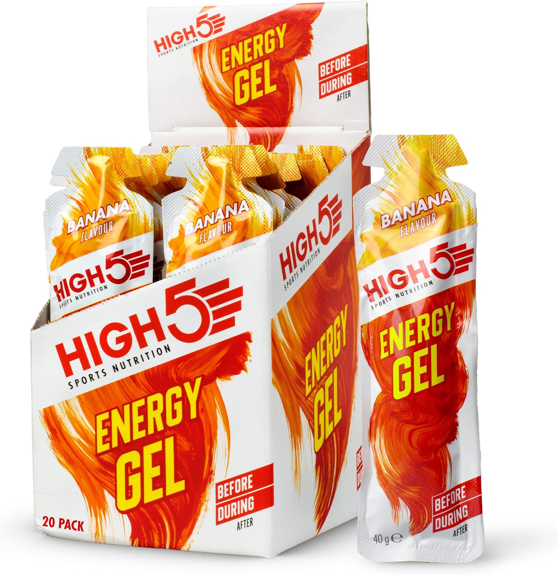 HIGH5 Energy Gel Quick Release Energy On The Go From Natural Fruit Juice (Banana, 20 x 40g)