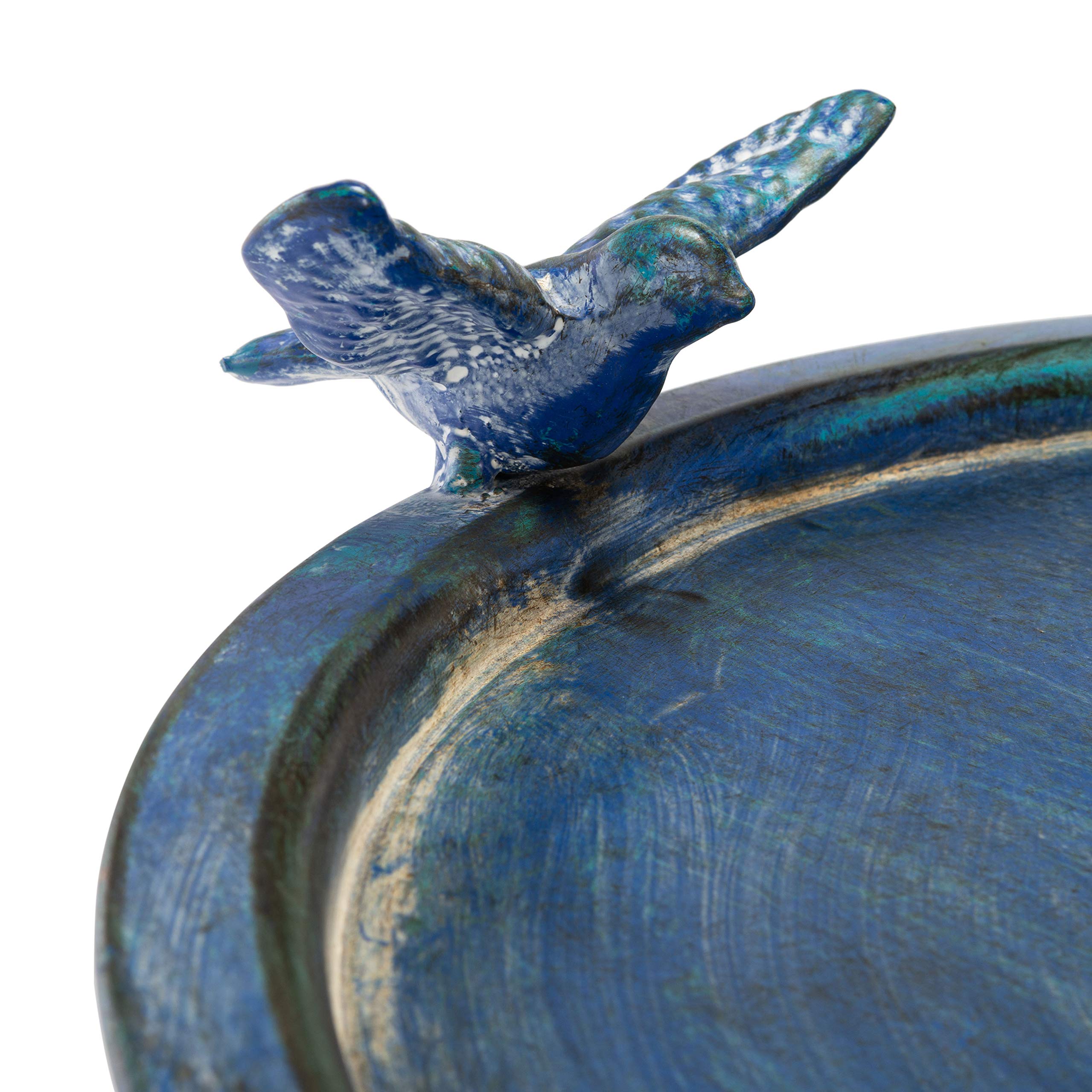 Safavieh Outdoor Collection Kensi PAT5025C - Bañera para pájaros de hierro envejecido, para jardín, patio, patio trasero, azul musgo