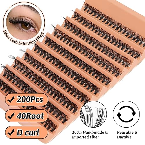 Miniatura 6 de Kit de extensión de pestañas, kit de 200 extensiones de pestañas rizadas D, kit de pestañas individuales con unión de pestañas de sujeción fuerte y