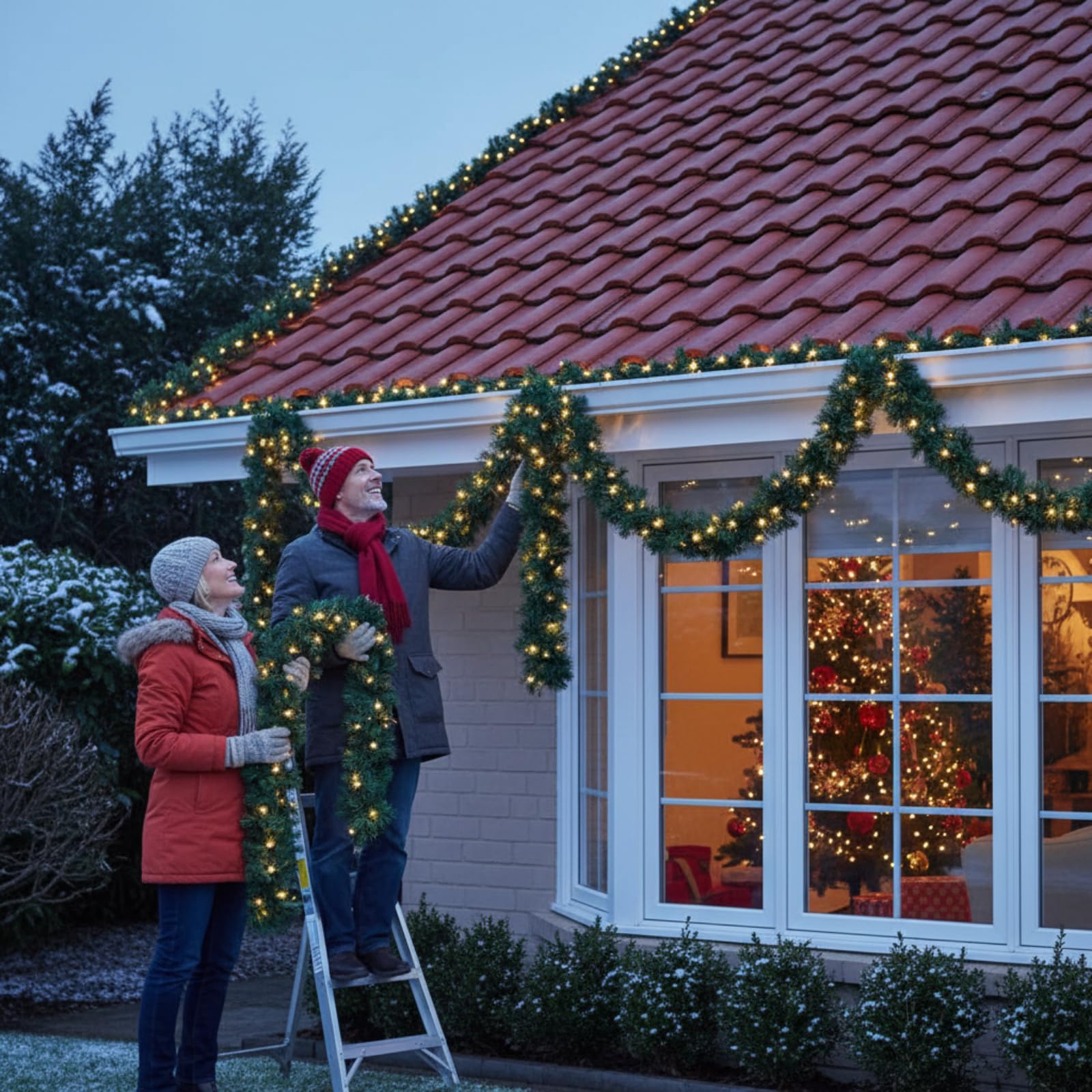 Ceenna Lot de 4 guirlandes de Noël de 10 m de long avec 100 lumières LED de 10 m pour sapin de Noël, décoration de chambre, mariage, anniversaire, fournitures de fête (vert foncé)