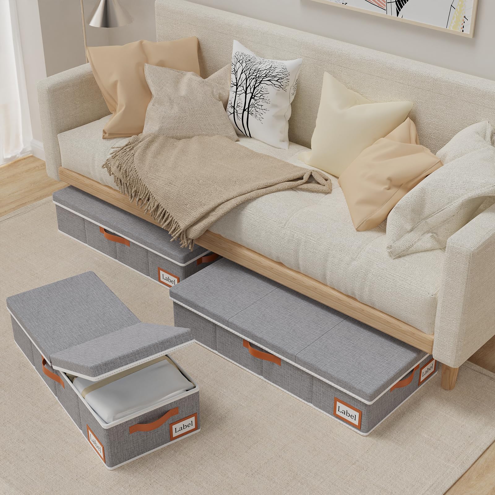 Contenitori Sottoletto Pieghevoli - 2 Sacchi Beige Super Capienti Per Riordinare Tutto