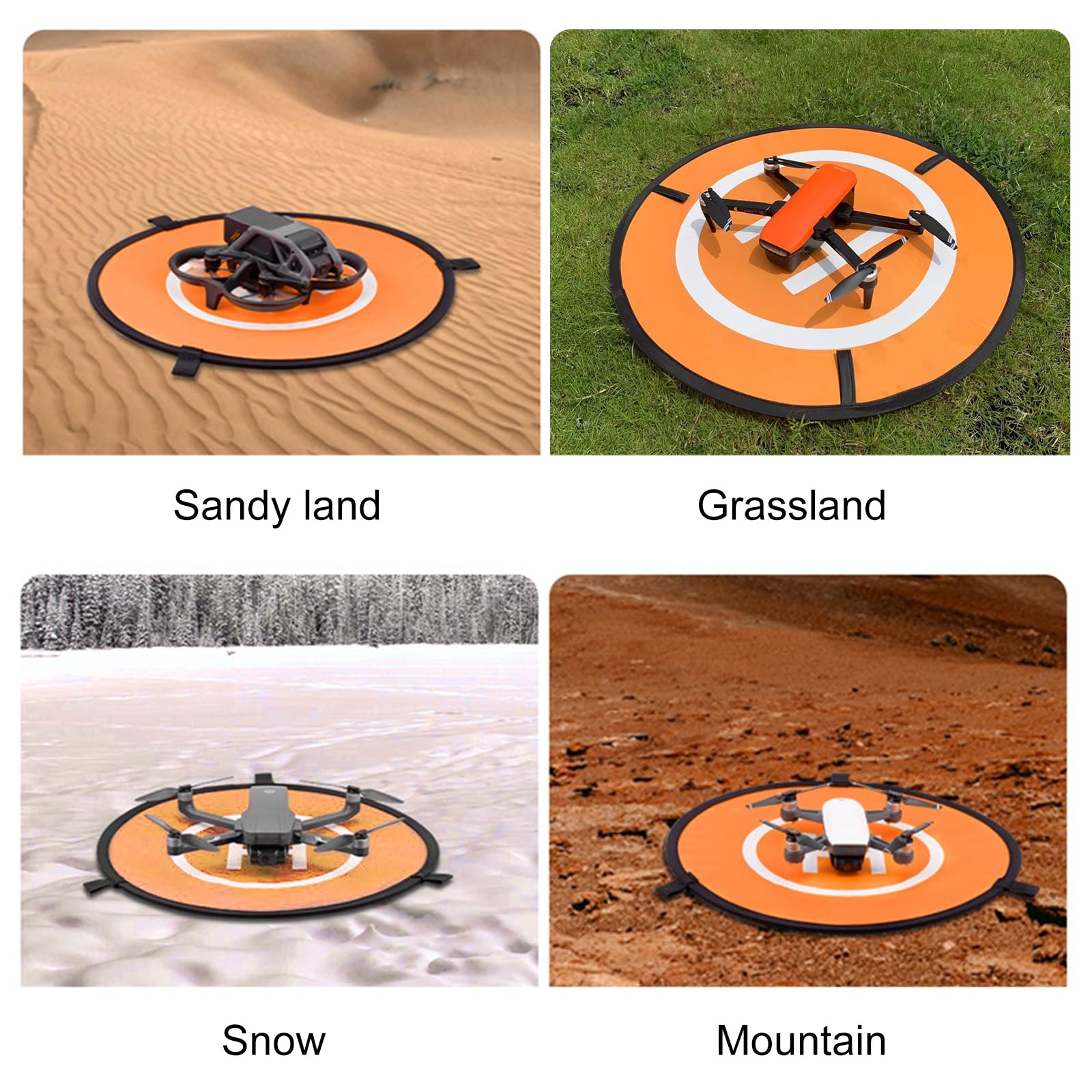 Helipad Dronepad, Drone Landing Pad, Pieghevole, Tappeto di Atterraggio, Arancione, Diametro 55cm, con Borsa