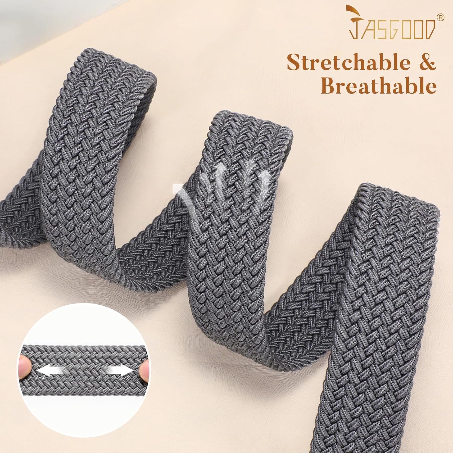 JASGOOD Women Elastic Braided Woven Belt Stretch Canvas Casual Belt 1.4'' for Golf Jeans Pants - Image 4