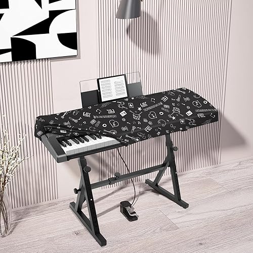 Vista 21 de Explore Land - Cubierta de piano/teclado para 61/88 teclas, con opción de abertura para soporte 2-Negro