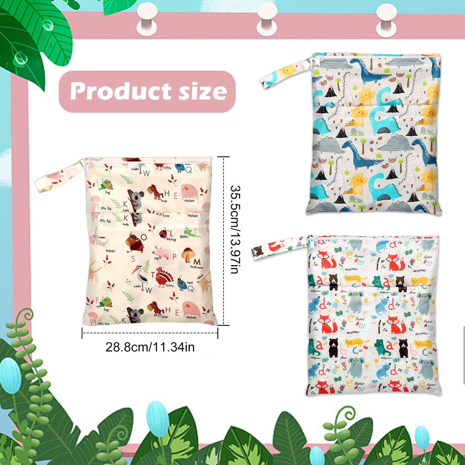 Lot de 3 sacs à couches étanches double fermeture éclair pour bébé voyages
