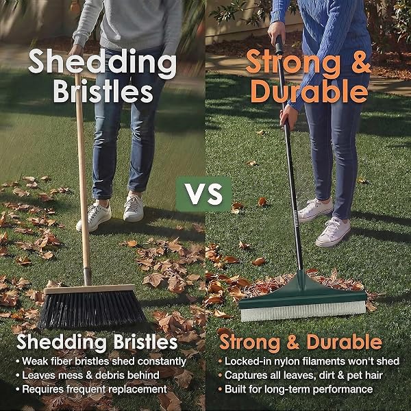 Artificial Grass Brush, 140cm Telescopic Handle, Stainless Steel and Plastic, Green, 43.5cm Brush Head, for Maintaining Artificial Lawns - 3