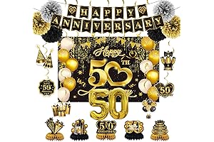 50th Anniversary Decorations Kit- Black and Gold Anniversary Party Decorations