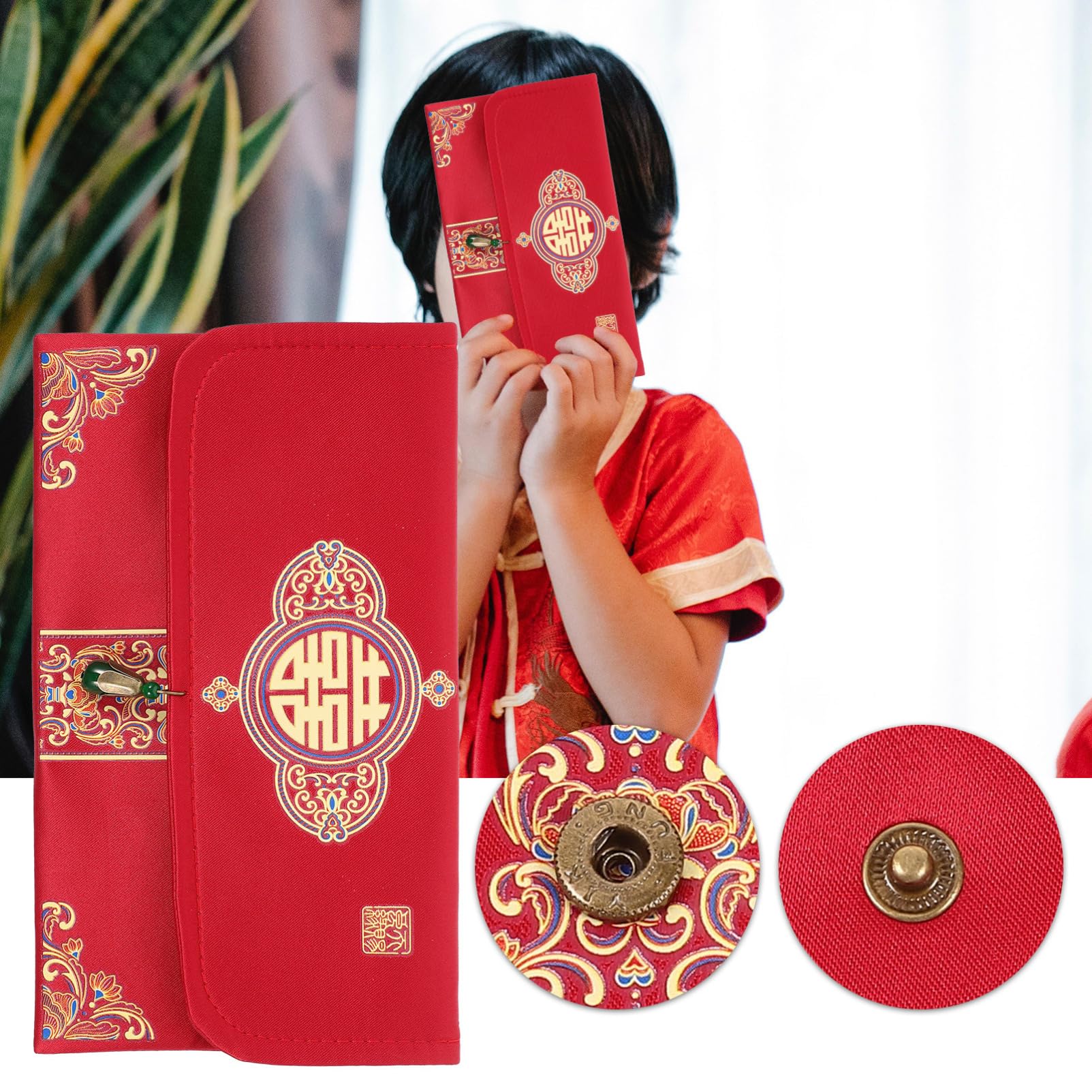 Lurrose Busta Rossa Tradizionale Per Matrimonio Broccato Busta Per Soldi Di Fidanzamento Elegante Per Cerimonie Nuziali Portafortuna e Regali Design Resistente e Stabile Confezione