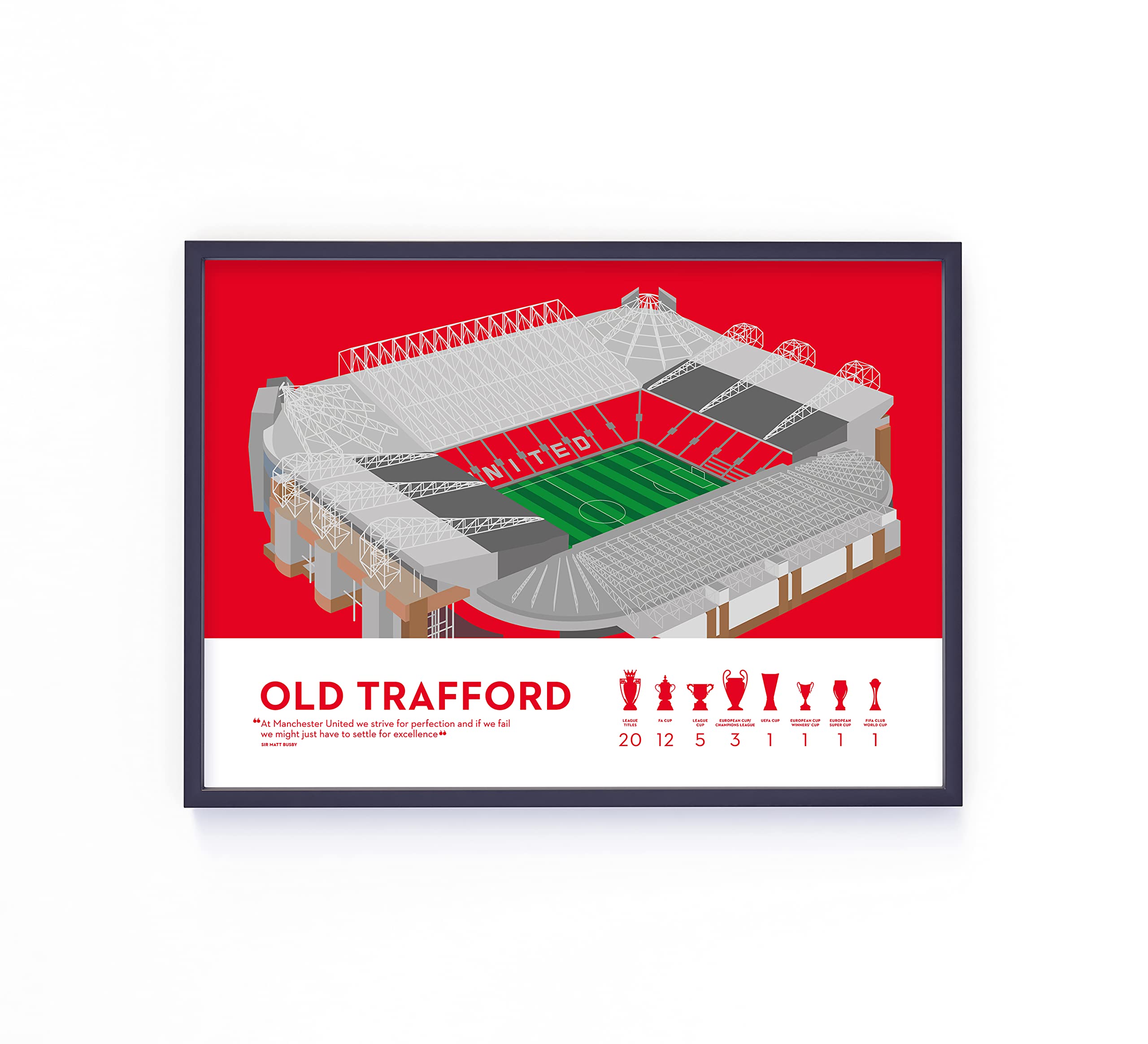 Old Trafford Wall Art - Manchester United Poster 11x14 inches - Black Frame