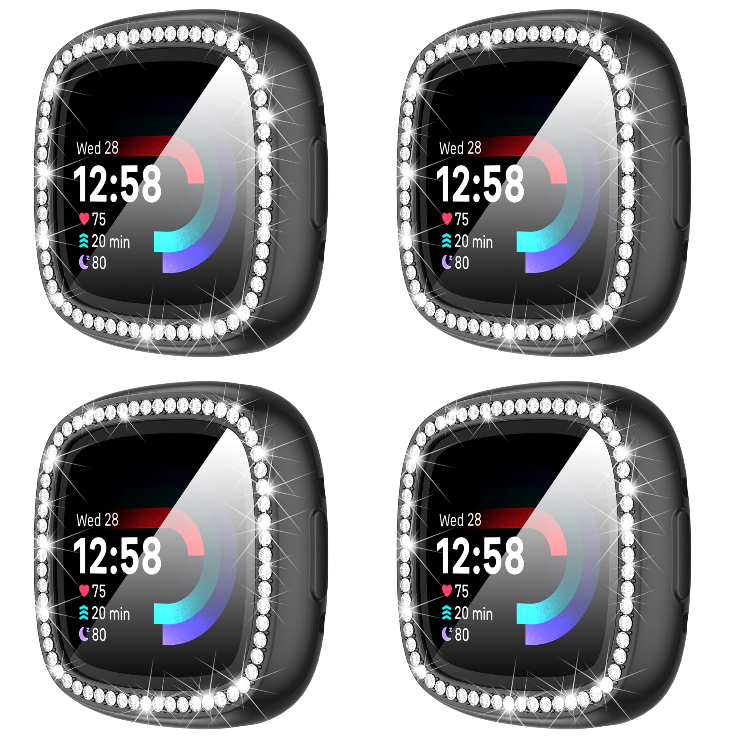 Suoman 4-Pack for Fitbit Sense 2/Versa 4 Screen Protector Case